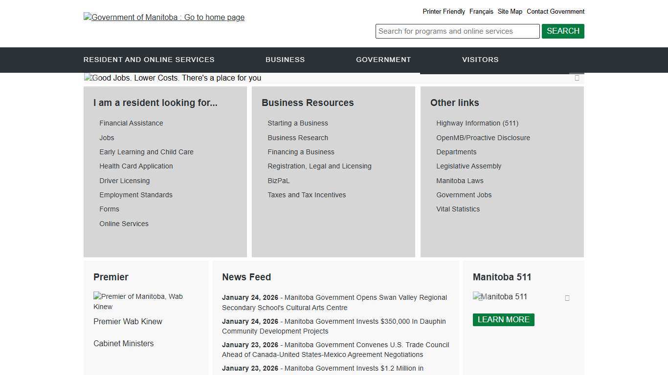 Province of Manitoba Home Page